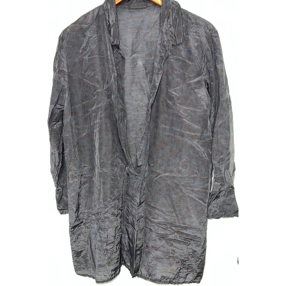 CP Shades Grey Purple Floral Print Linen Jacket Made in USA M